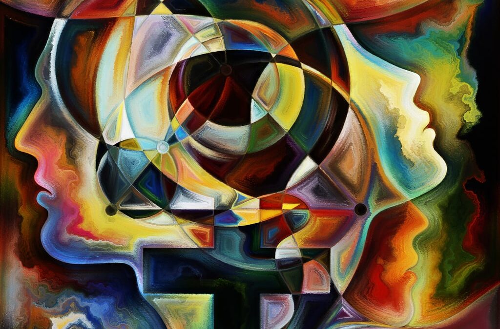 two heads illustration with depth